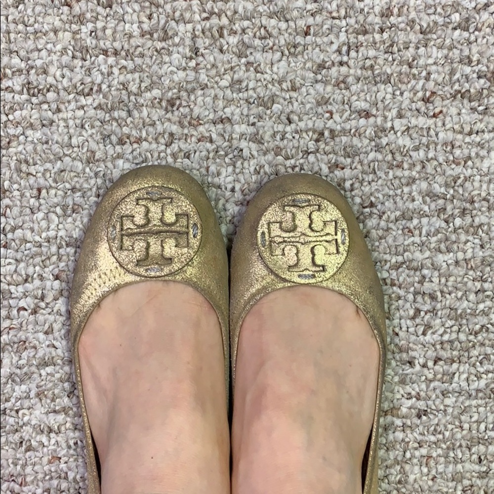 Tory Burch Reva gold flats, size 7.5